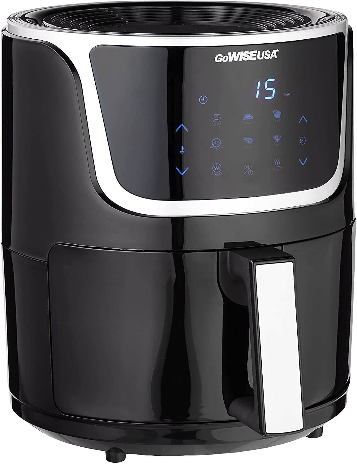 Gowise USA GW22955 7-Quart Electric Air Fryer with Dehydrator & 3 Stackable Racks, Digital Touchscreen with 8 Functions + Recipes, 7.0-Qt, Black/Copper