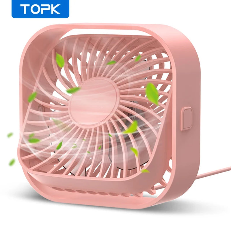 Mini Portable Fan USB Desk Fan Table Strong Airflow &Quiet Operation 3 Speed Wind 360°Rotatable Standing Fans for Room Home