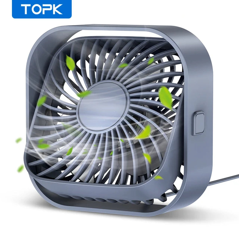 Mini Portable Fan USB Desk Fan Table Strong Airflow &Quiet Operation 3 Speed Wind 360°Rotatable Standing Fans for Room Home