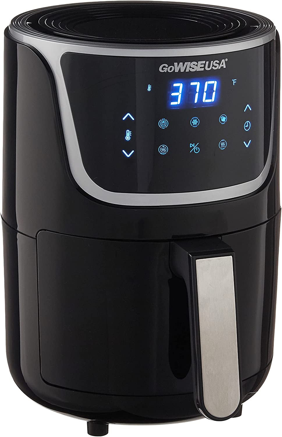 Gowise USA GW22955 7-Quart Electric Air Fryer with Dehydrator & 3 Stackable Racks, Digital Touchscreen with 8 Functions + Recipes, 7.0-Qt, Black/Copper