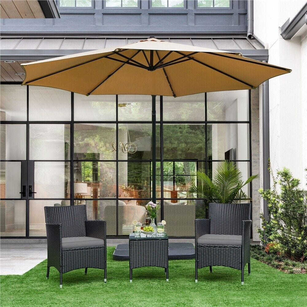 3-Piece Wicker Furniture Set,Outdoor Patio Conversation Furniture Set W/Cushions