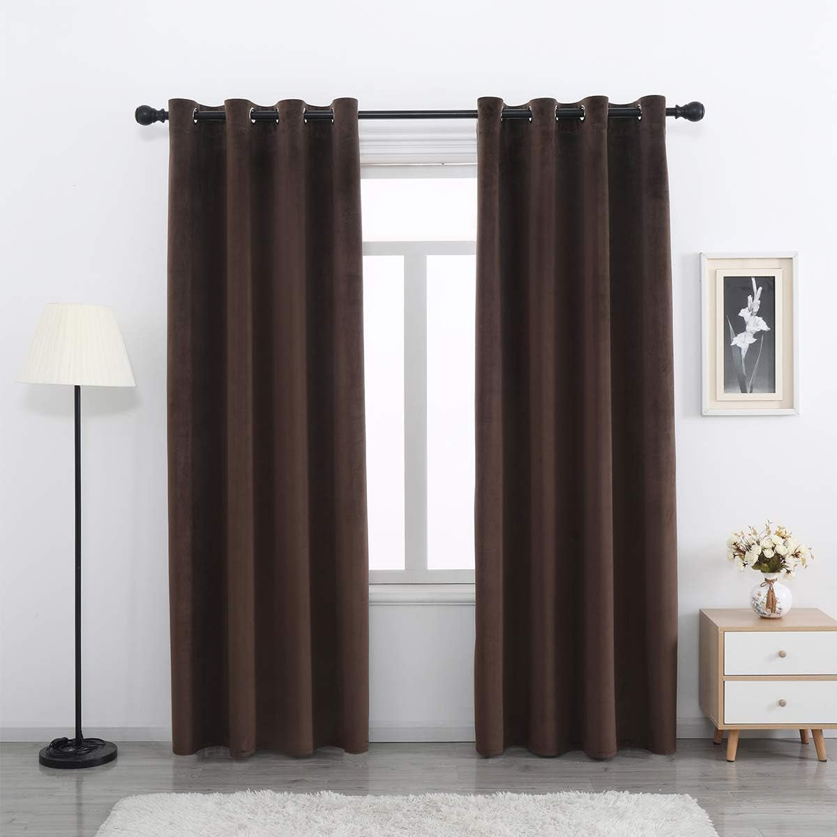 SPXTEX Green Velvet Blackout Curtains 84 Inches Long Grommet Velvet Window Curtain Panels Set of 2 Heat Insulated Curtains Blackout Thermal Light Blocking Velvet Curtain Panels for Bedroom 2 Panels